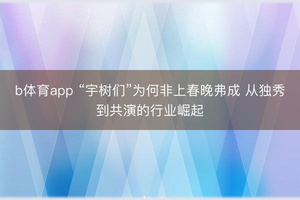 b体育app “宇树们”为何非上春晚弗成 从独秀到共演的行业崛起