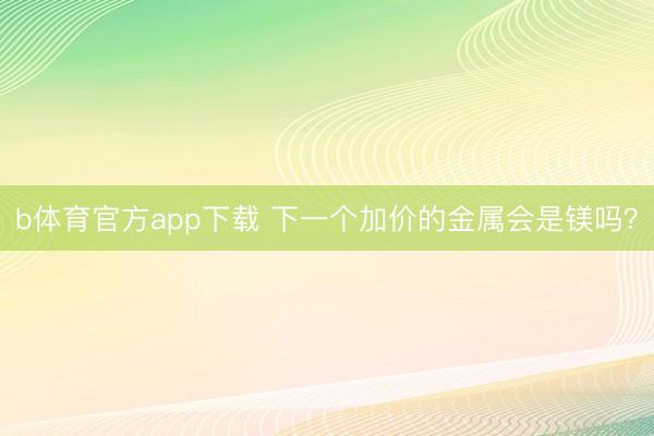 b体育官方app下载 下一个加价的金属会是镁吗？