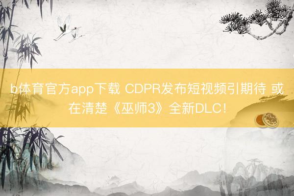 b体育官方app下载 CDPR发布短视频引期待 或在清楚《巫师3》全新DLC！