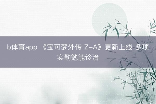 b体育app 《宝可梦外传 Z-A》更新上线 多项实勤勉能诊治
