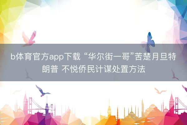 b体育官方app下载 “华尔街一哥”苦楚月旦特朗普 不悦侨民计谋处置方法