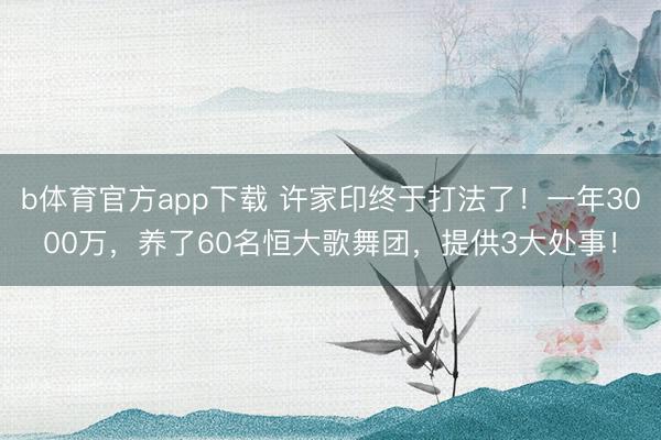 b体育官方app下载 许家印终于打法了！一年3000万，养了60名恒大歌舞团，提供3大处事！