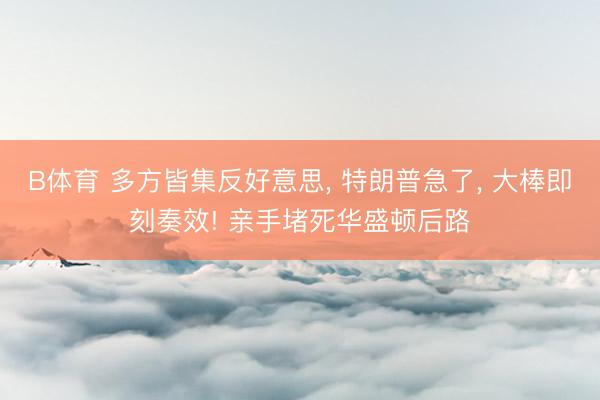 B体育 多方皆集反好意思, 特朗普急了, 大棒即刻奏效! 亲手堵死华盛顿后路