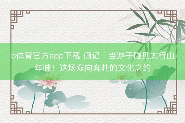b体育官方app下载 侧记｜当游子碰见太行山年味！这场双向奔赴的文化之约