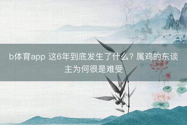 b体育app 这6年到底发生了什么? 属鸡的东谈主为何很是难受