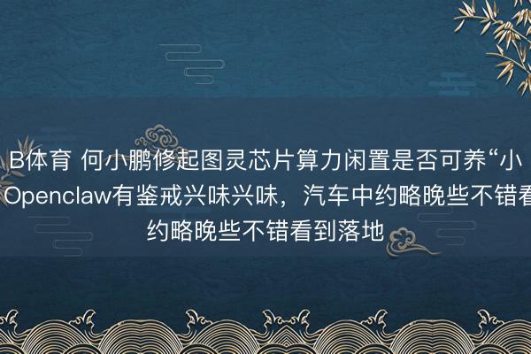 B体育 何小鹏修起图灵芯片算力闲置是否可养“小龙虾”:Openclaw有鉴戒兴味兴味,汽车中约略晚些不错看到落地