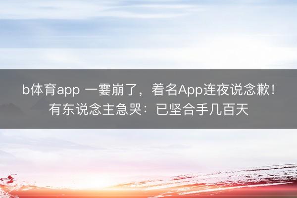 b体育app 一霎崩了，着名App连夜说念歉！有东说念主急哭：已坚合手几百天