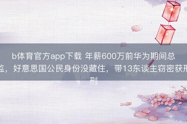 b体育官方app下载 年薪600万前华为期间总监，好意思国公民身份没藏住，带13东谈主窃密获刑