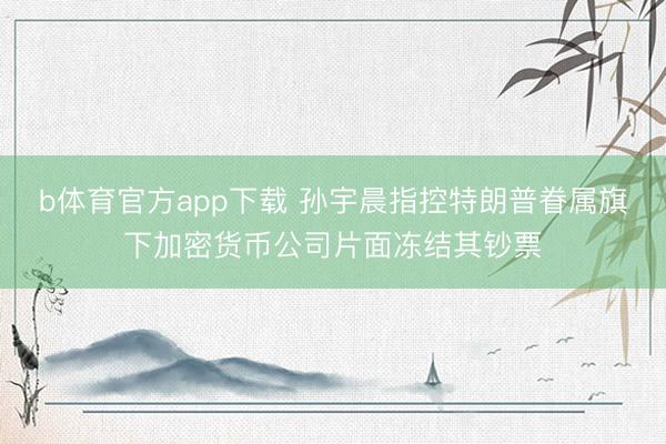 b体育官方app下载 孙宇晨指控特朗普眷属旗下加密货币公司片面冻结其钞票
