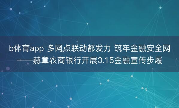 b体育app 多网点联动都发力 筑牢金融安全网——赫章农商银行开展3.15金融宣传步履