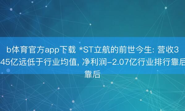b体育官方app下载 *ST立航的前世今生: 营收3.45亿远低于行业均值， 净利润-2.07亿行业排行靠后